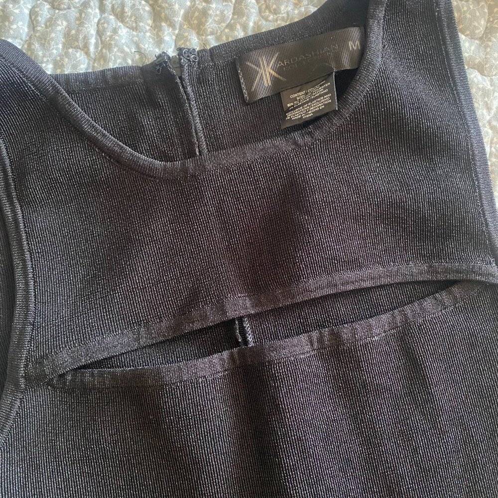 Kardashian Kollection Dress BLACK Bandage Chest Cut - Size M